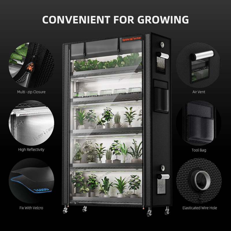 Load image into Gallery viewer, Spider Farmer - 6-Tier Plant Stand with 220W Grow Lights & Grow Tent
