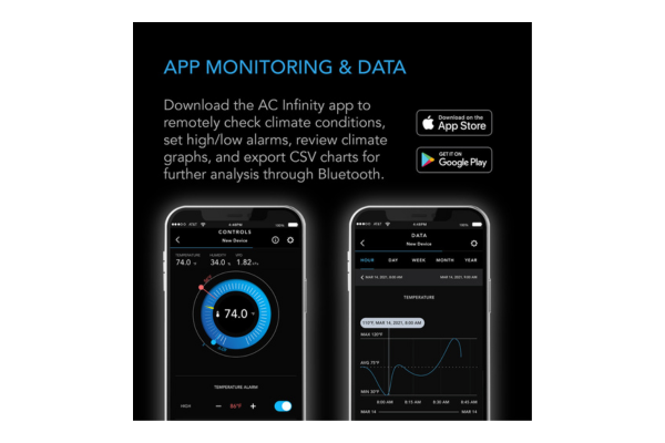 AC INFINITY CLOUDCOM B2 Smart Thermo-Hygrometer w/Data App Integrated