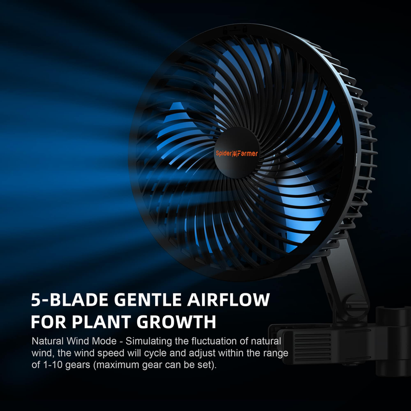 Load image into Gallery viewer, Spider Farmer - 6" Grow Tent Clip Fan EC Motor Oscillating Fan with App Control