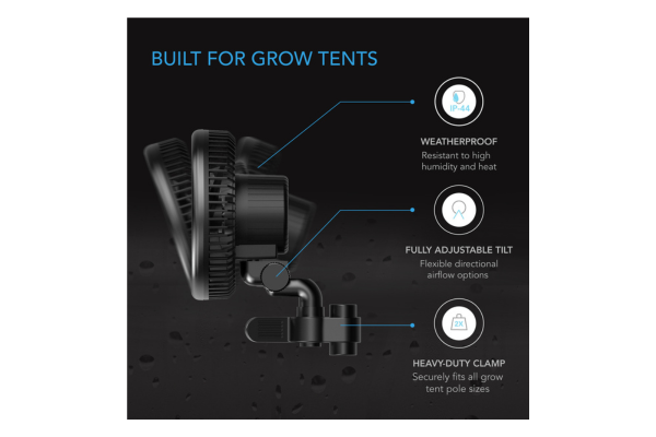 AC INFINITY CLOUDRAY A6 Grow Tent Clip Fan 6” with 10 Speeds