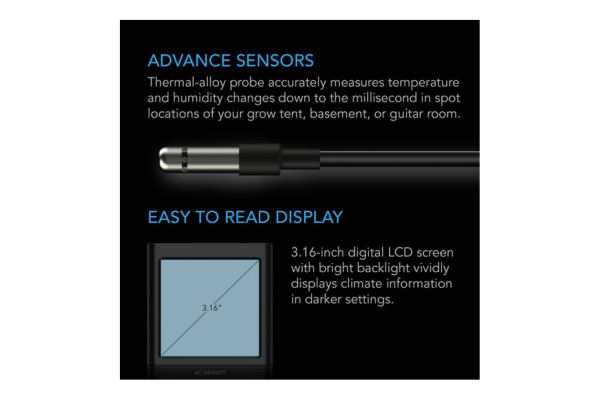 Load image into Gallery viewer, AC Infinity - CLOUDCOM B1 Smart Thermo-Hygrometer with App & 12' Sensor