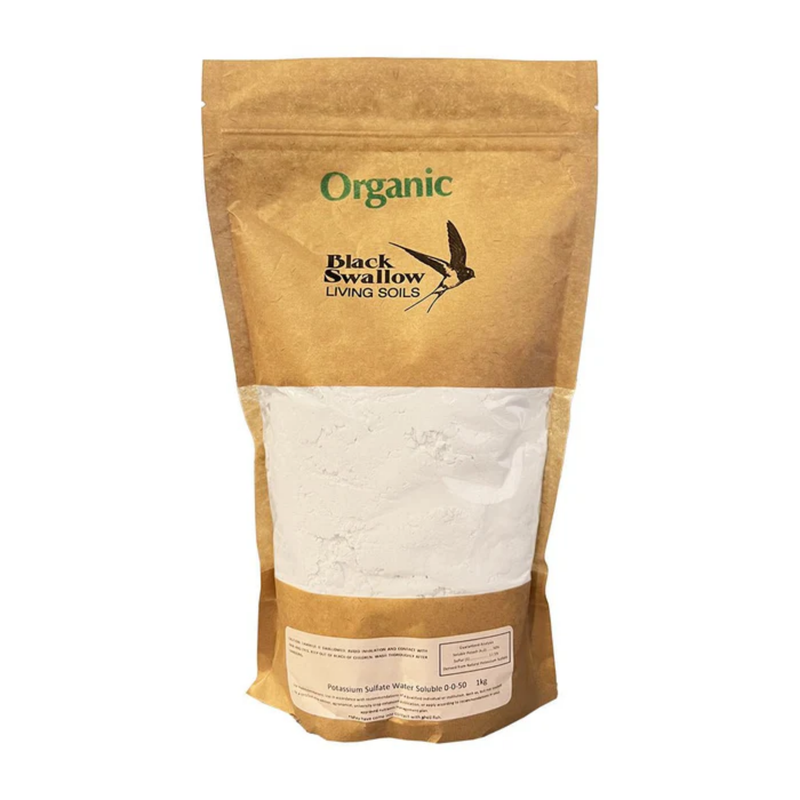 Load image into Gallery viewer, Black Swallow - Sulfate of Potash (0-0-50) - 1lb – Water Soluble Potash & Sulfur for Plants