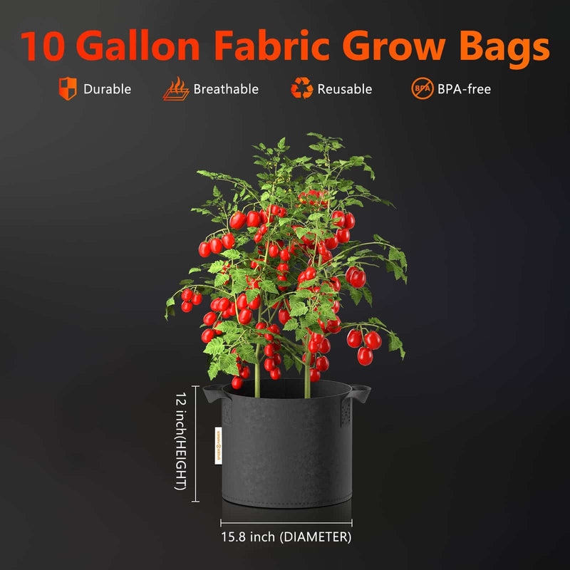 Load image into Gallery viewer, Spider Farmer - 10 Gallon Grow Bags 5-Pack 38L Heavy Duty 300G Fabric Pots with Handles
