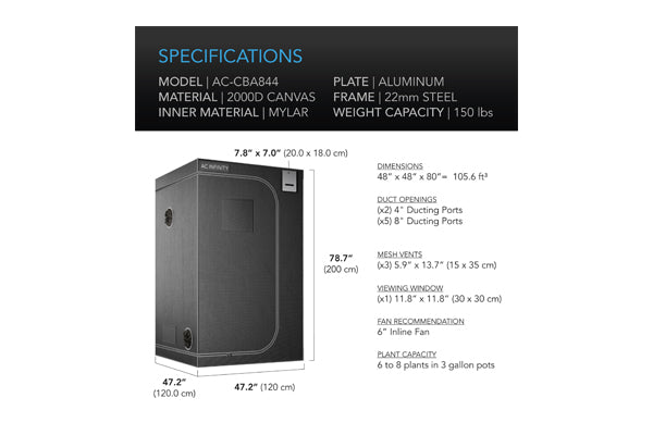 AC Infinity - CLOUDLAB 844 Advance Grow Tent (4'x4')