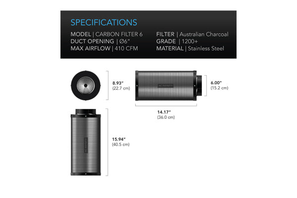 Load image into Gallery viewer, AC Infinity - Charcoal Carbon Filter - Premium Odor Control - 4", 6", 8" Sizes
