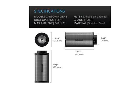 AC Infinity - Charcoal Carbon Filter - Premium Odor Control - 4", 6", 8" Sizes