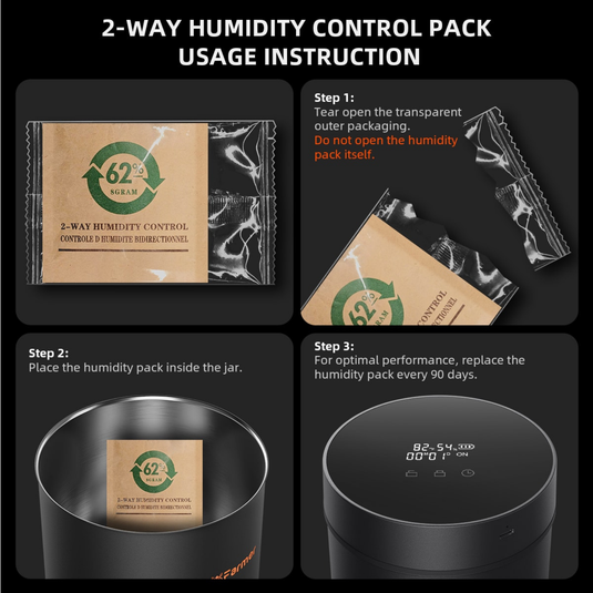 Spider Farmer - 2L Auto-Cure Smart Jar with Vacuum Lid & 62% Humidity Packs