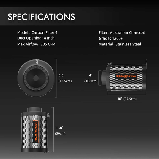 Spider Farmer - 6 Inch Inline Fan Ventilation Kit with Carbon Filter & GGS Controller