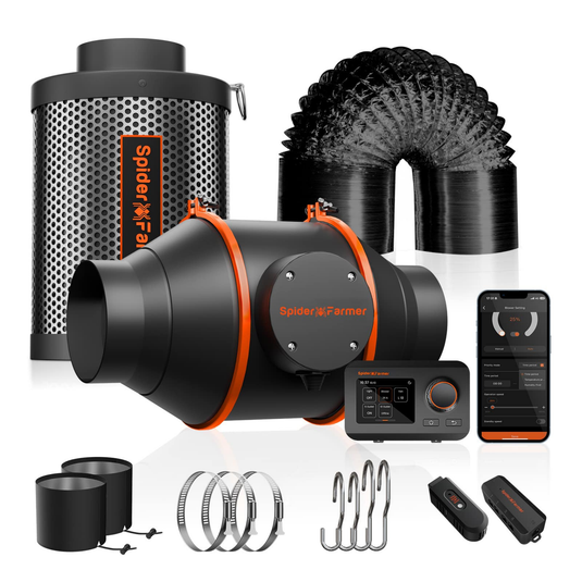 Spider Farmer - 6 Inch Inline Fan Ventilation Kit with Carbon Filter & GGS Controller
