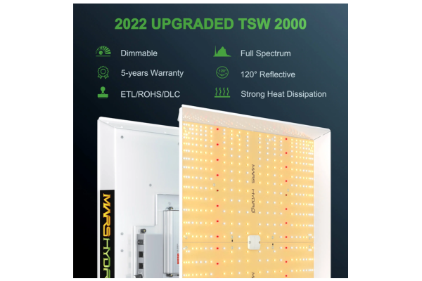 Mars Hydro - TSW2000 Full Spectrum Dimmable (300W) LED Grow Light - 4x4 Coverage