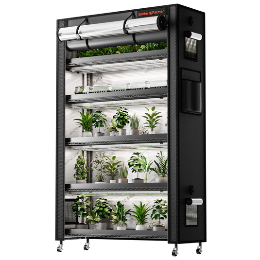 Spider Farmer - 6-Tier Plant Stand with 220W Grow Lights & Grow Tent
