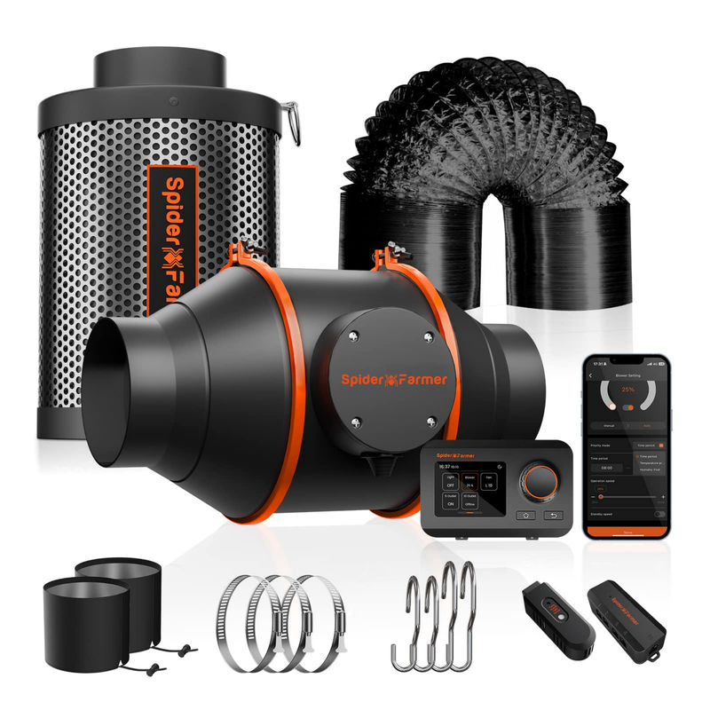 Load image into Gallery viewer, Spider Farmer - 4 Inch Inline Fan Ventilation Kit with Carbon Filter &amp; GGS Controller
