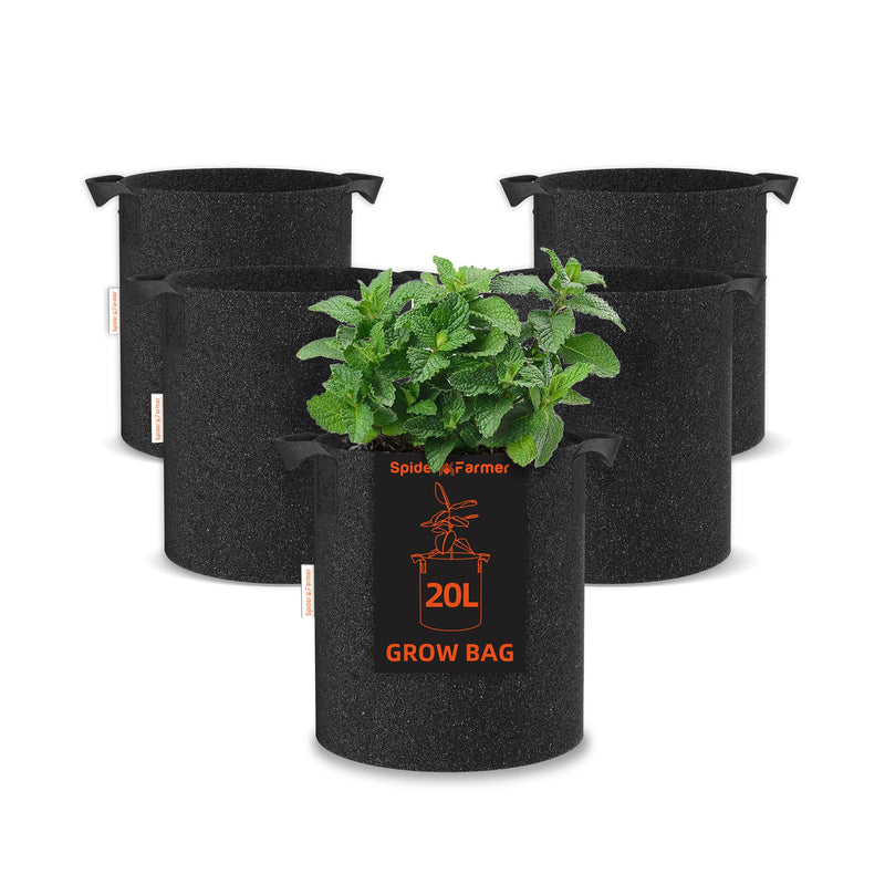Load image into Gallery viewer, Spider Farmer - 5 Gallon Grow Bags 5-Pack Heavy Duty 300G Fabric Pots with Handles
