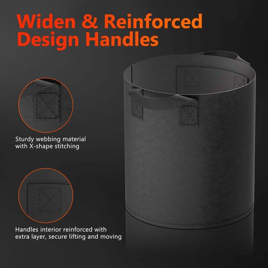 Spider Farmer - 5 Gallon Grow Bags 5-Pack Heavy Duty 300G Fabric Pots with Handles