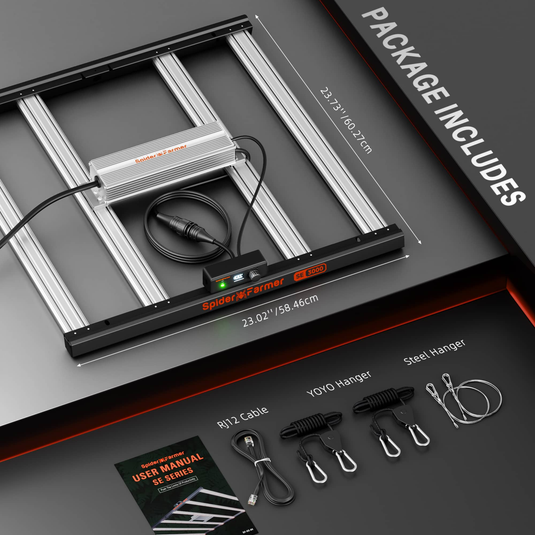 Spider Farmer - SE3000 300W LED Grow Light – App Controlled Full Spectrum 3x3