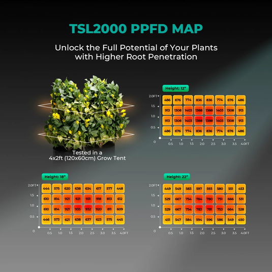 Mars Hydro - TSL2000 300W LED Grow Light, Full Spectrum, Dimmable - 3x5 ft Coverage