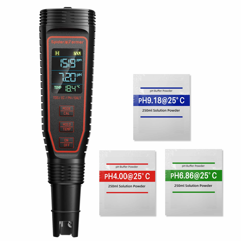 Load image into Gallery viewer, Spider Farmer - 5-in-1 pH Hydroponic Meter Kit – pH, EC, TDS, Temp &amp; Salinity Tester

