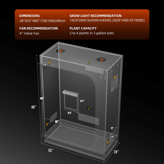 Spider Farmer - 2x4 Grow Tent – 1680D Indoor Grow Tent with Observation Window