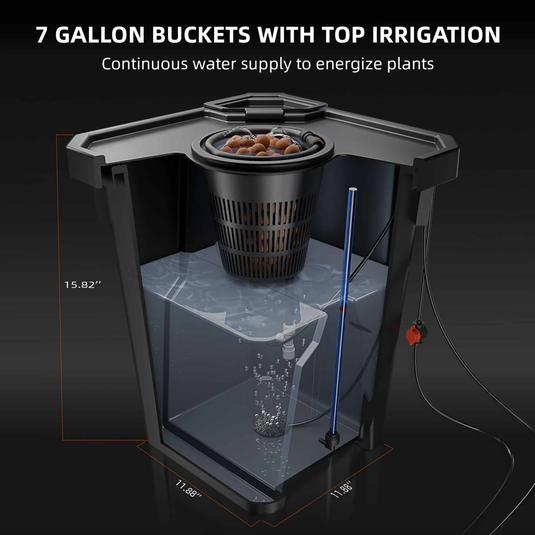 Spider Farmer - 7 Gallon DWC Hydroponic System with Top Drip Kit – 4 Buckets