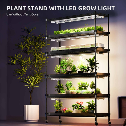 Spider Farmer - 6-Tier Plant Stand with 220W Grow Lights & Grow Tent