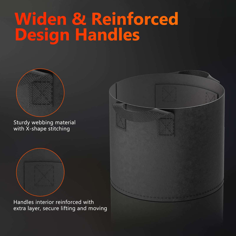 Load image into Gallery viewer, Spider Farmer - 10 Gallon Grow Bags 5-Pack 38L Heavy Duty 300G Fabric Pots with Handles
