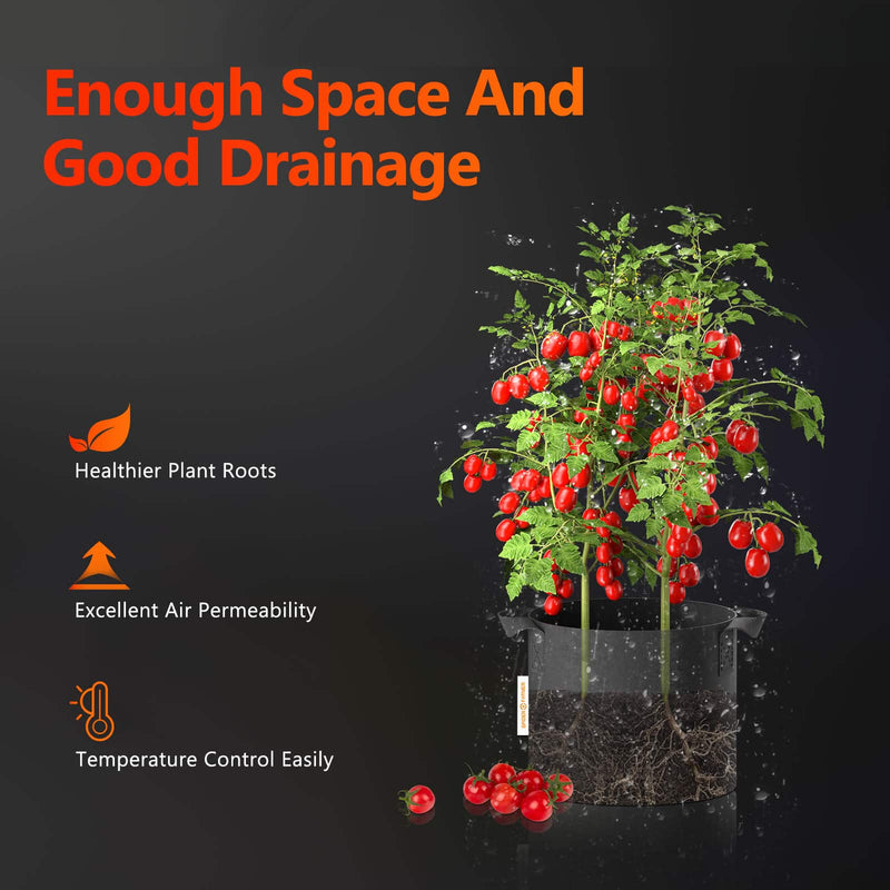 Load image into Gallery viewer, Spider Farmer - 10 Gallon Grow Bags 5-Pack 38L Heavy Duty 300G Fabric Pots with Handles
