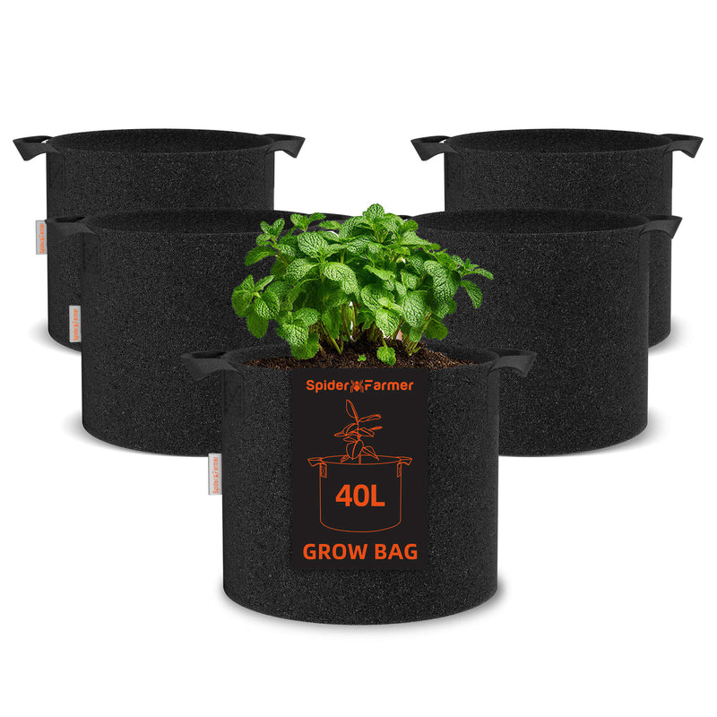 Load image into Gallery viewer, Spider Farmer - 10 Gallon Grow Bags 5-Pack 38L Heavy Duty 300G Fabric Pots with Handles
