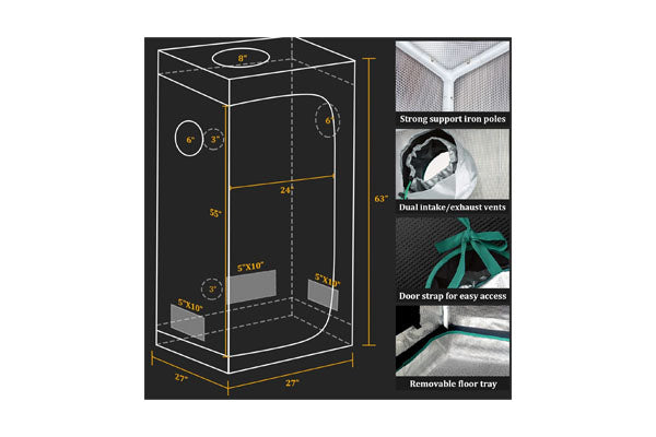 Mars Hydro - TS 1000 LED Grow Light & 2.3'x2.3' Indoor Complete Grow Tent Kit